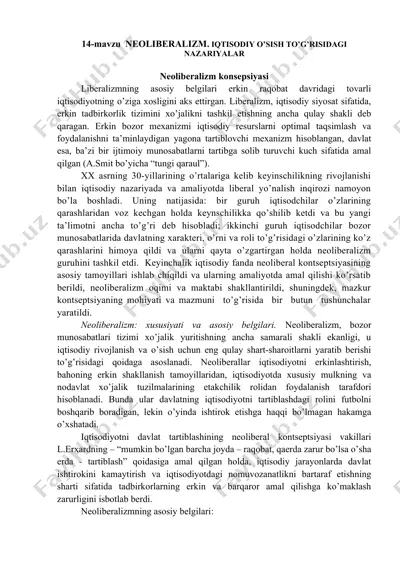 neoliberalizm konsepsiyasi — DOC