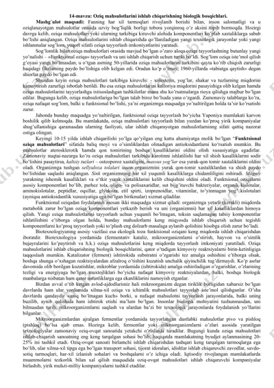 oziq mahsulotlarini ishlab chiqarishning biologik bosqichlari — DOCX