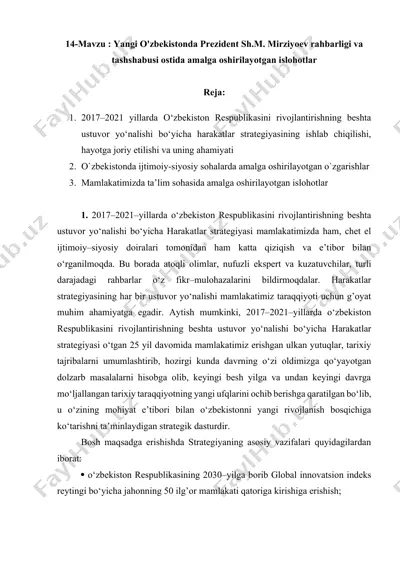 2017–2021 yillarda o‘zbekiston respublikasini rivojlantirishning beshta ustuvor yо‘nalishi bо‘yicha harakatlar strategiyasi — DOCX