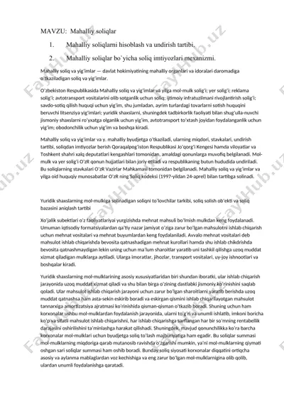 mahalliy soliqlar — DOCX