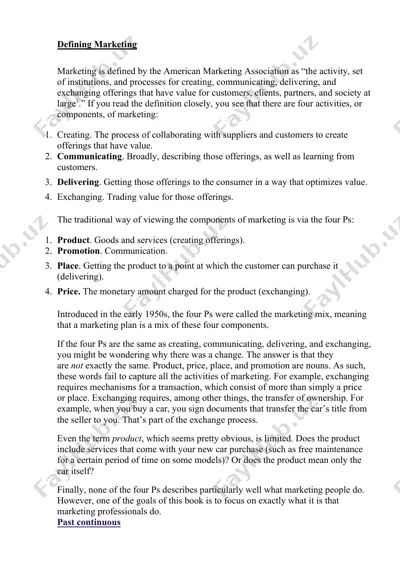 marketingning aniqlanishi — DOCX