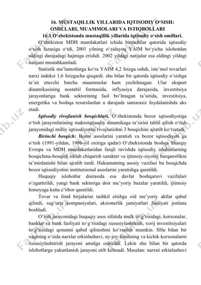 mustaqillik yillarida iqtisodiy o‘sish: omillari, muammolari va istiqbollari — DOCX