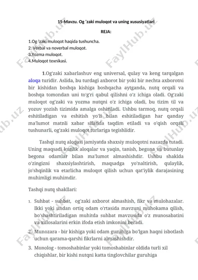 og‘zaki muloqot va uning xususiyatlari — DOCX