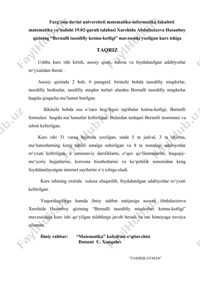 "bernulli tasodifiy ketma-ketligi" — DOC