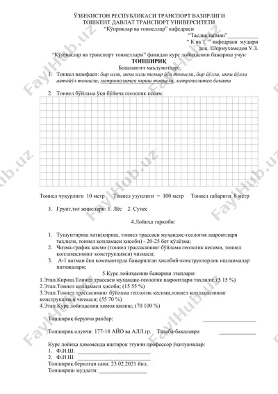 transport tunnellari — DOCX