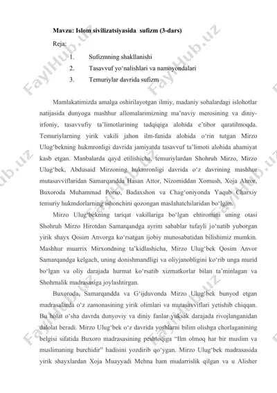 sufizm (3-dars) — DOCX