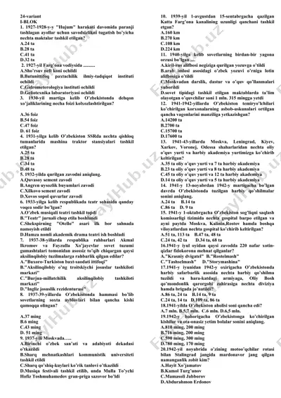 o‘zbekiston respublikasining 1930-yillar tarixi — DOCX