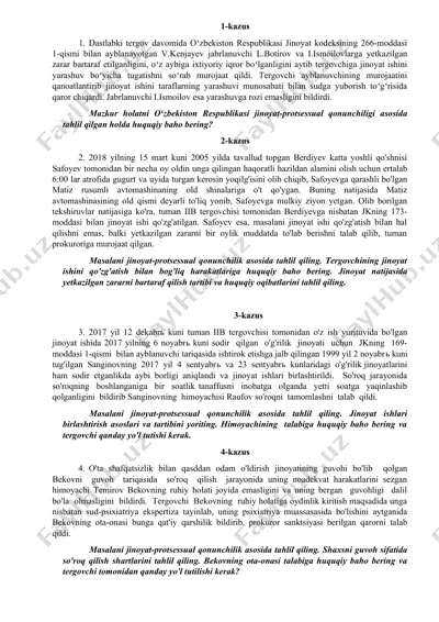 jinoyat kodexining ta'limoti - kazuslar — DOC