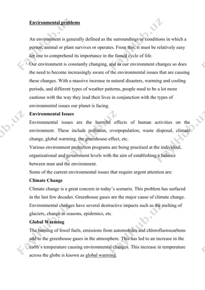 environmental problems — DOCX