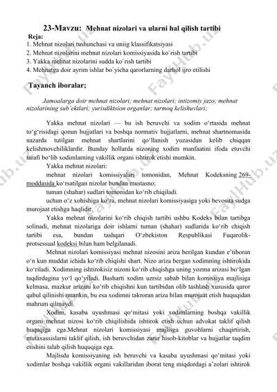 mehnat nizolari va ularni hal qilish tartibi — DOCX