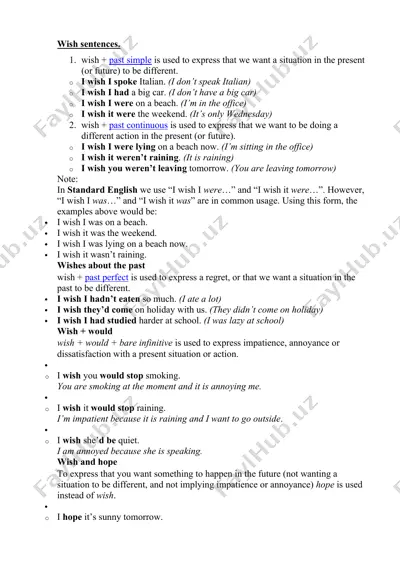 english grammar: wishes — DOCX