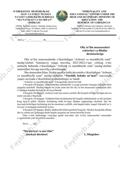 "axborot va murabbiylik soati" — DOCX