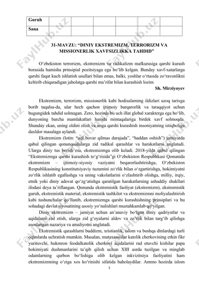ekstremizm, terrorizm va missionerlik xavfsizlikka taʼkid — DOC
