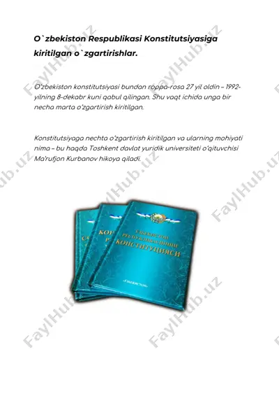 o'zbekiston konstitutsiyasiga kiritilgan o'zgartirishlar — DOCX