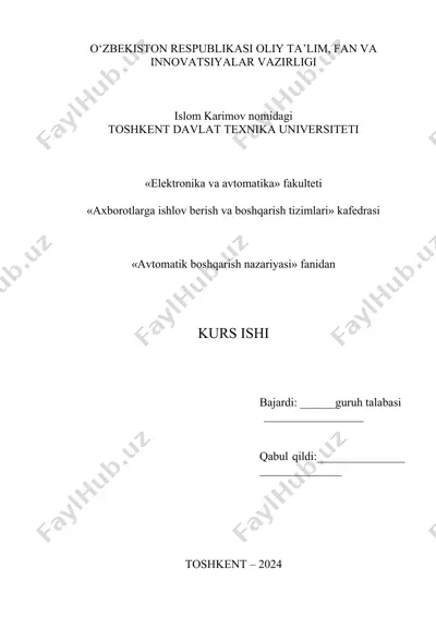 "avtomatik boshqarish nazariyasi" — DOCX