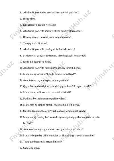 akademik yozuvning asosiy xususiyatlari — DOCX