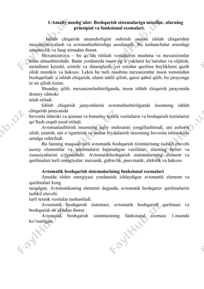 mekanizatsiya va avtomatlashtirish — DOC
