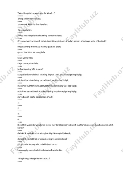 tashqi izolyatsiya sinovlari — DOCX