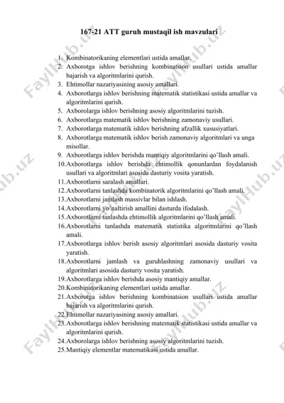 att guruh mustaqil ish mavzulari — DOCX