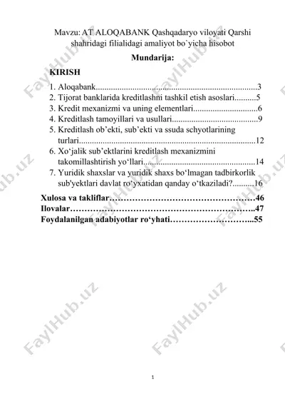 aloqabank qarshi filiali hisoboti — DOCX