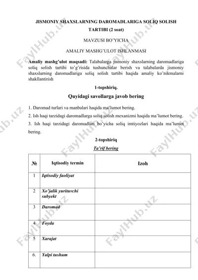 jismoniy shaxslarning daromadlariga soliq solish tartibi — DOCX