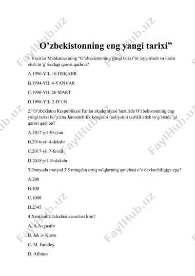 o’zbekistonning eng yangi tarixi — DOCX