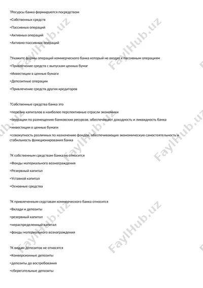bank resurslari — DOCX