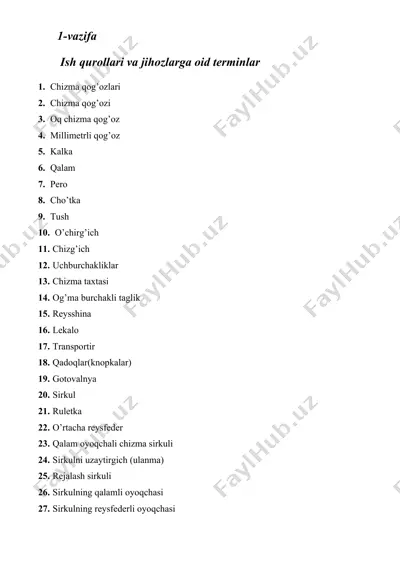 ish qurollari va jihozlarga oid terminlar — DOCX