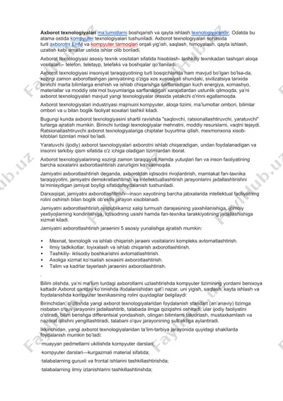axborot texnologiyalari — DOCX