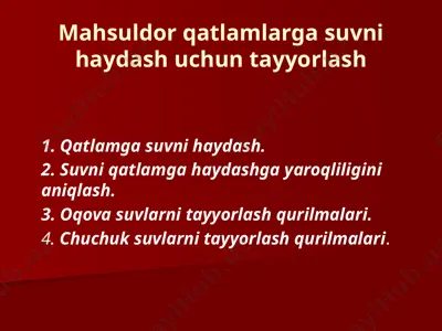 mahsuldor qatlamlarga suvni haydash uchun tayyorlash — PPTX