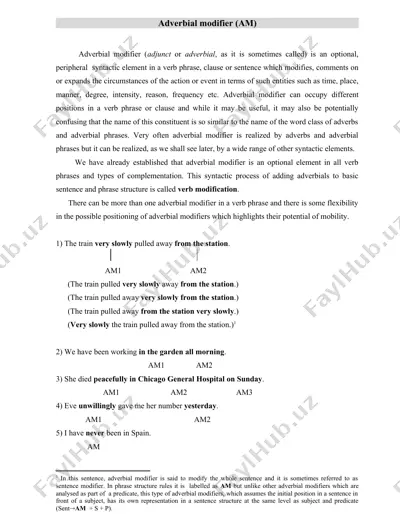 adverbial modifier (am) — DOC