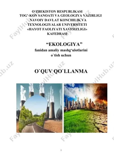 o‘quv-uslubiy ko’rsatma “ekologiya” fanidan amaliy mashg‘ulotlarini o`tish uchun — DOC