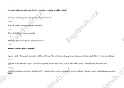 elektrotexnik materiallarning elektrik xossalari — DOCX