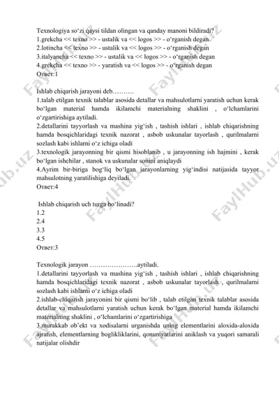 texnologiya so‘zi qaysi tildan olingan va qanday manoni bildiradi? — DOCX