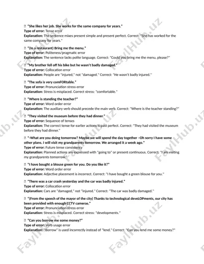 english grammar mistakes and corrections — DOC