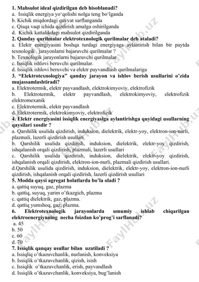 elektrotexnologiya — DOC