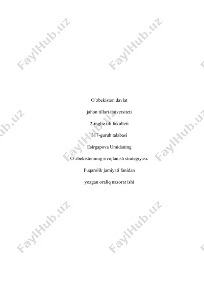 o`zbekistonning rivojlanish strategiyasi — DOCX