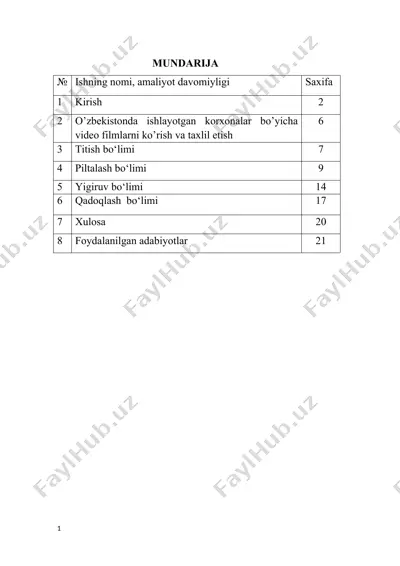 fergana-oceana textile korxonasi video filmlariga oid taxlil — DOCX