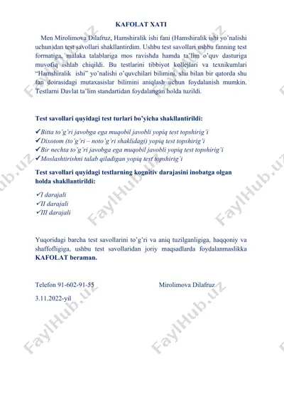 test savollari tuzilishi — DOCX