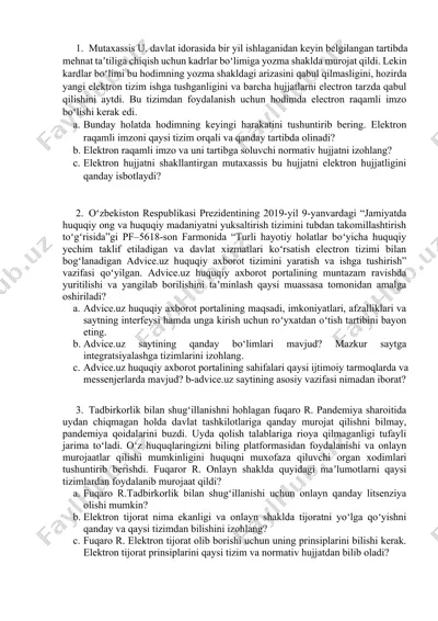 elektron hujjat hujjatini shakllantirish va elektron raqamli imzo bo'lish — DOCX