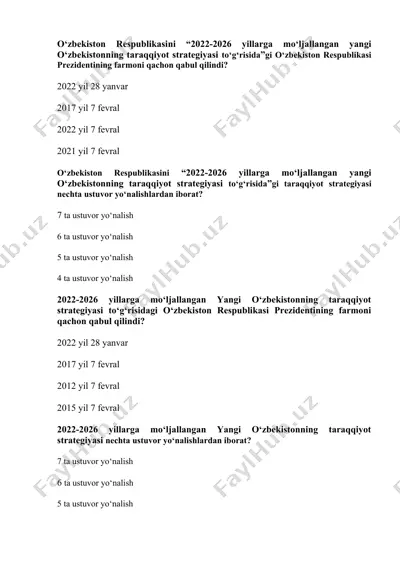 o‘zbekiston respublikasini "2022-2026 yillarga mо‘ljallangan yangi о‘zbekistonning taraqqiyot strategiyasi to‘g‘risida”gi prezident farmoni haqida ma'lumotlar — DOCX