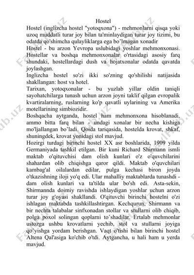hostel — DOC