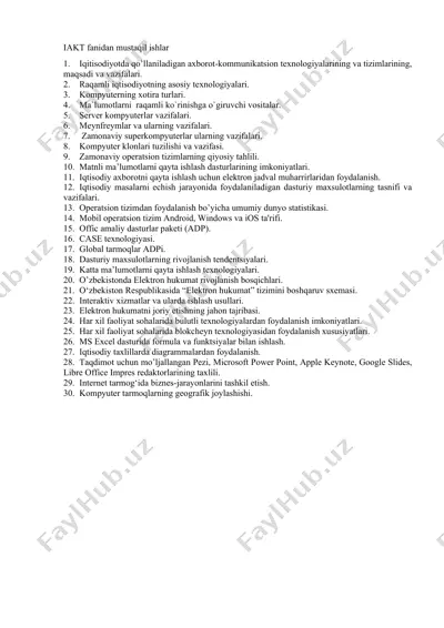 iqtisodiyotda qo’llaniladigan axborot-kommunikatsion tеxnologiyalar — DOCX