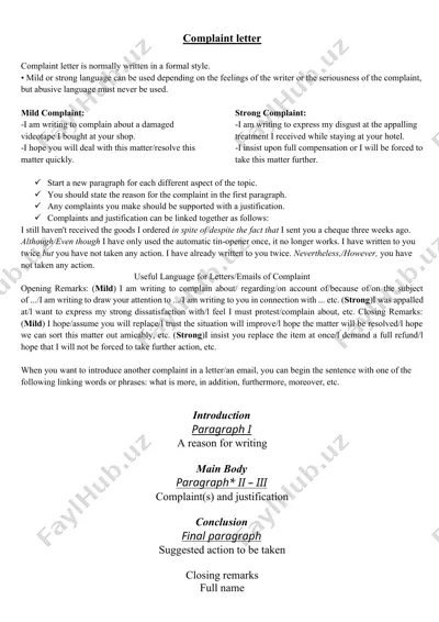 complaint letter — DOCX