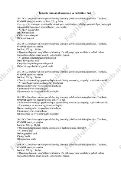 yosh sportchilarning jismoniy qobiliyatlarini rivojlantirish — DOC