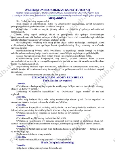 o‘zbekiston respublikasi konstitutsiyasi — DOCX