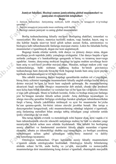 jamiyat falsafasi — DOCX