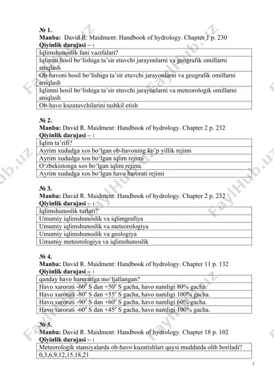 iqlimshunoslik fanining asosiy turlari — DOC