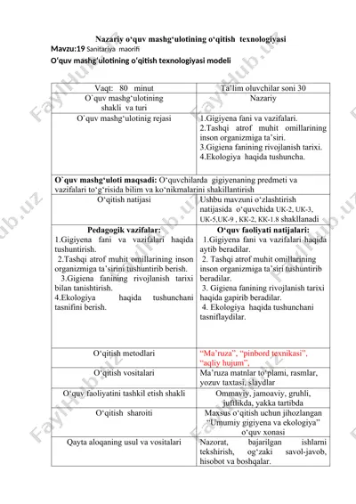 o‘quv mashg‘uloti "sanitariya maorifi" — DOC