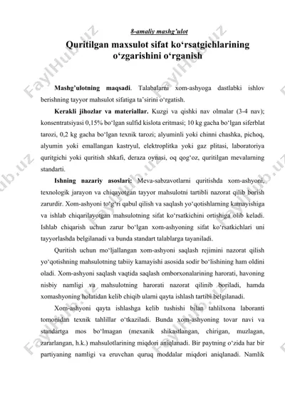 quritilgan mevalar sifatini o‘rganish — DOCX